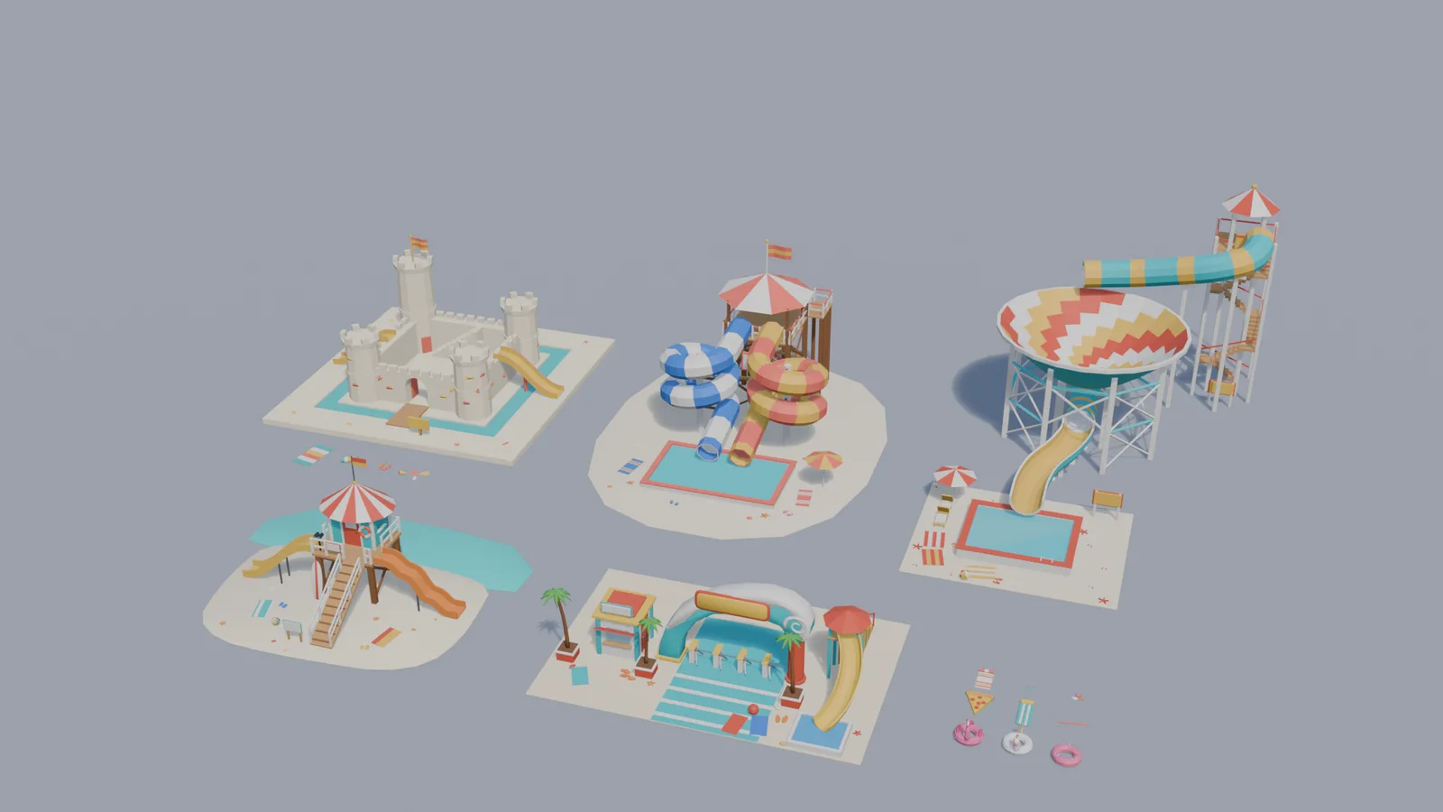 Beach & Water Park: the models in the kit