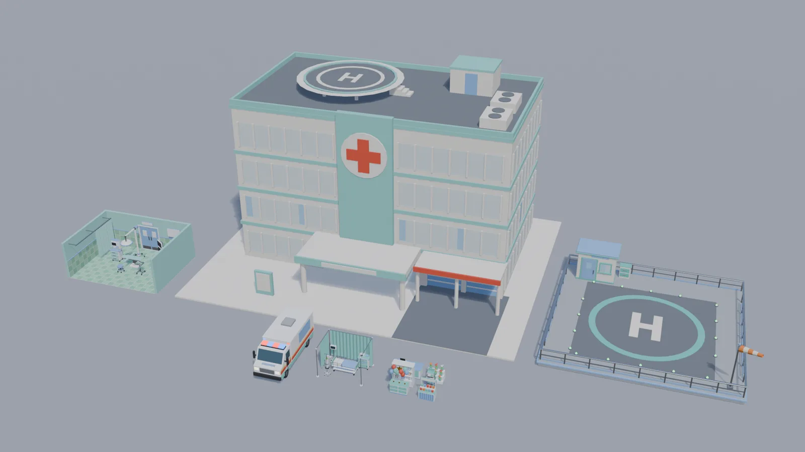 Hospital: the models in the kit