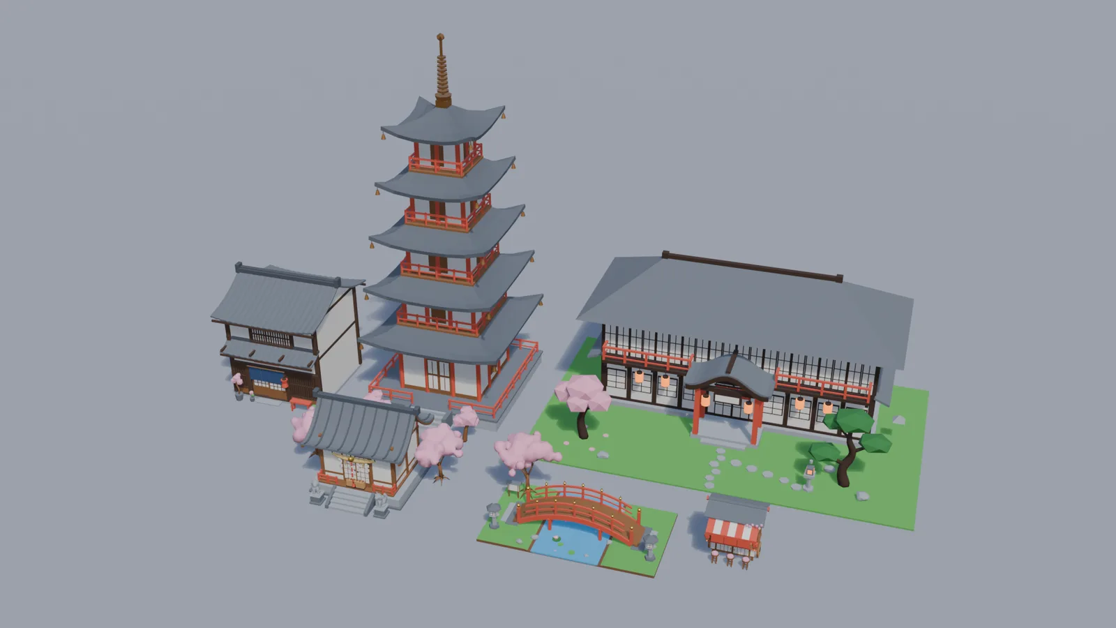 Japanese Town: the models in the kit
