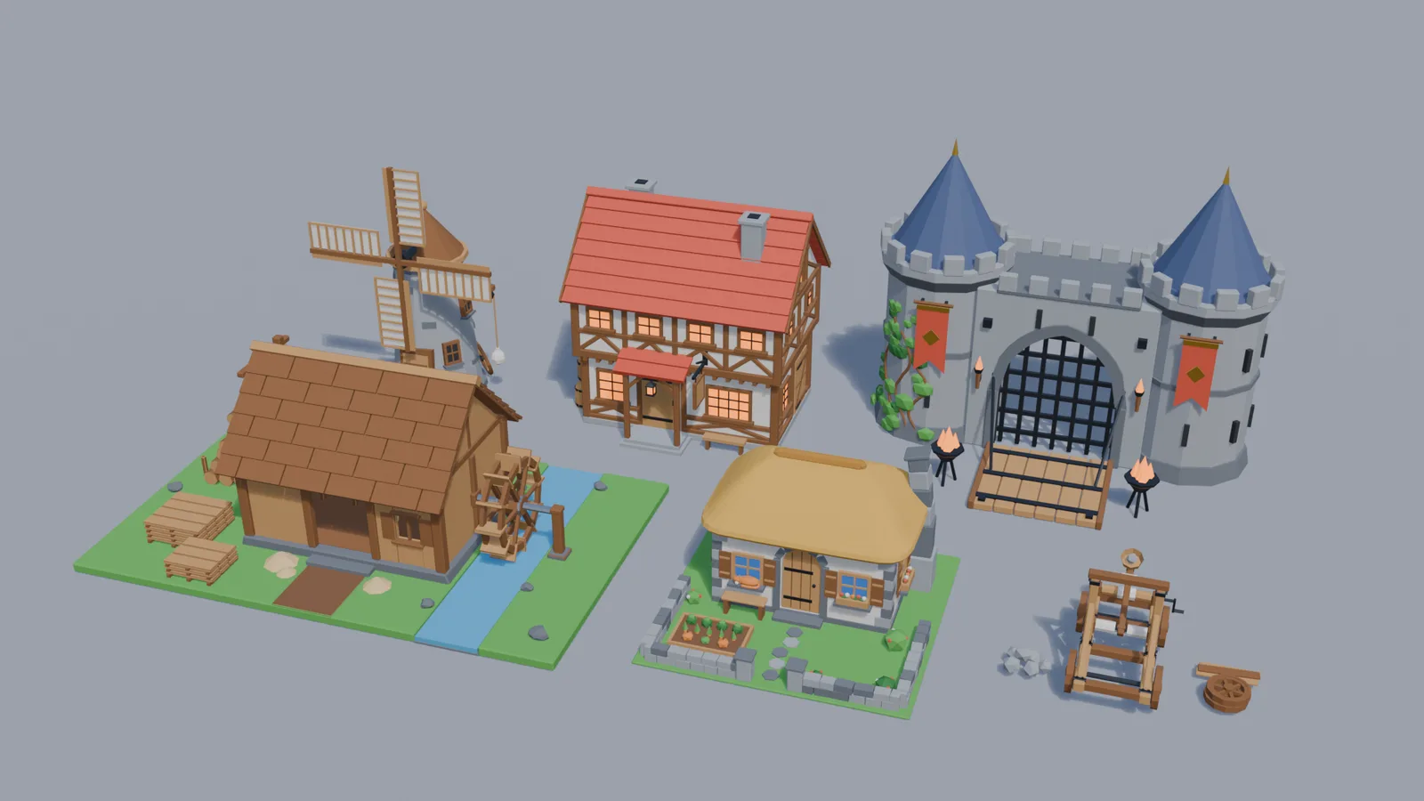 Medieval Village: the models in the kit