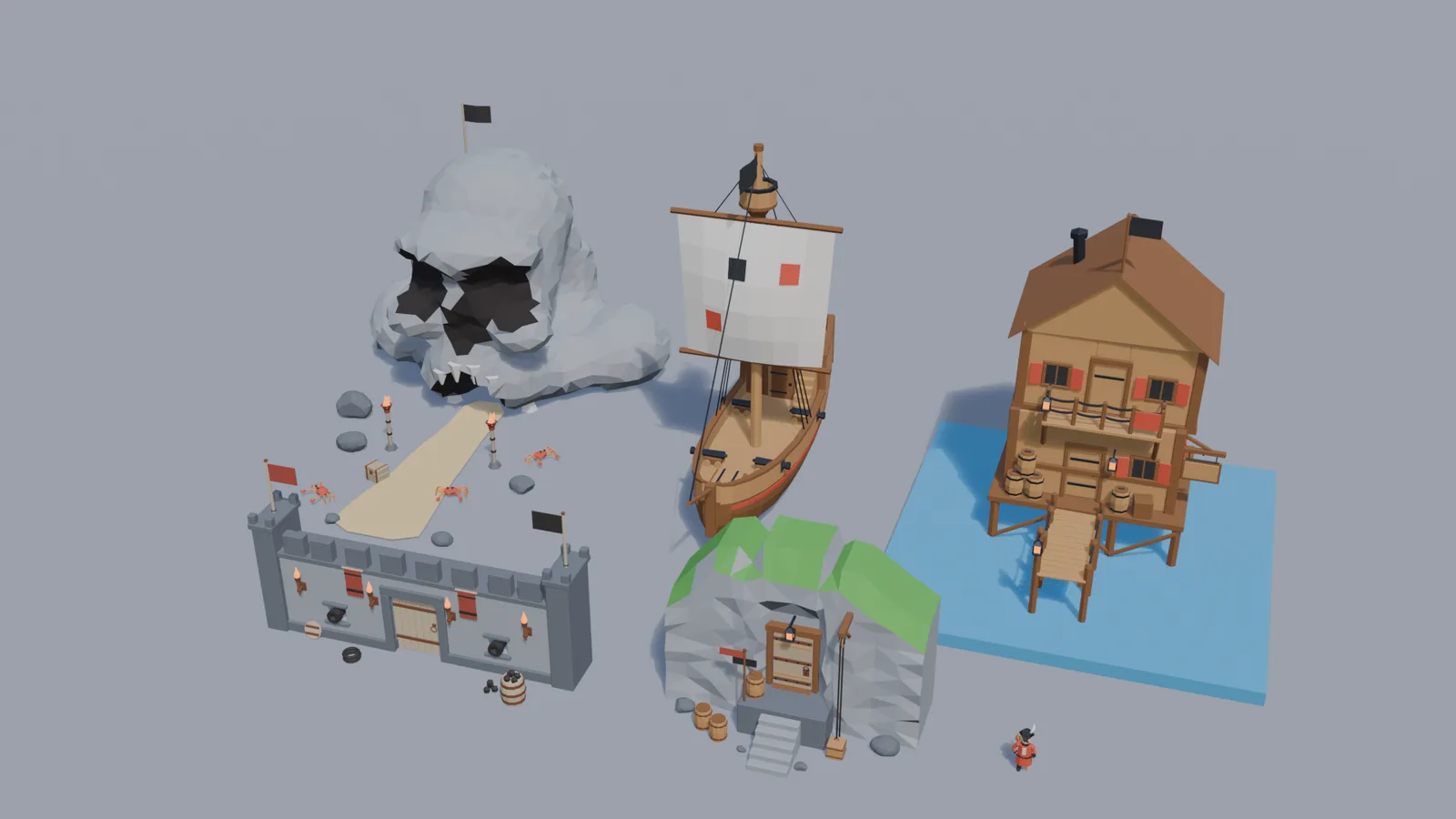 Pirate Cove: the models in the kit