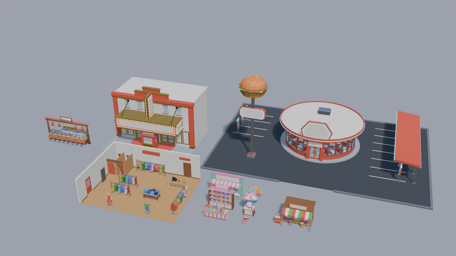 Shops & Restaurants: the models in the kit