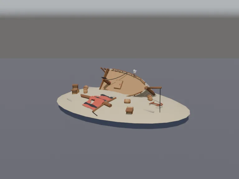 Beached Pirate Shipwreck, view 2