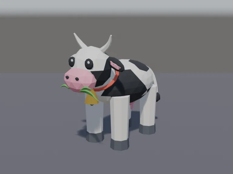 Chunky Low-Poly Cow, view 2