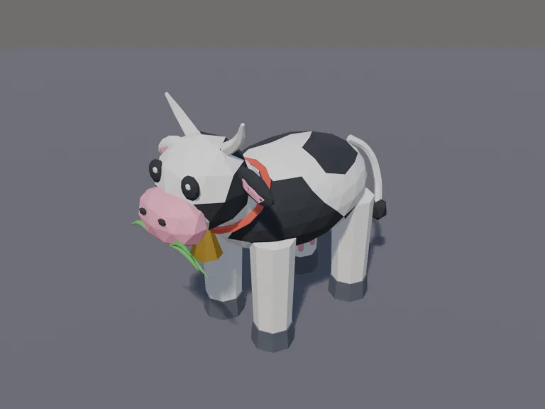 Chunky Low-Poly Cow, view 3