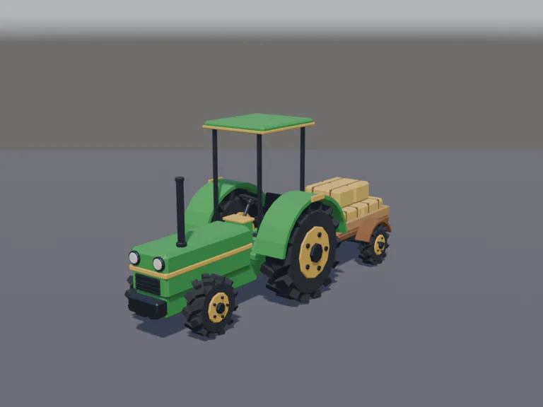 Farm Tractor and Hay Trailer, view 2