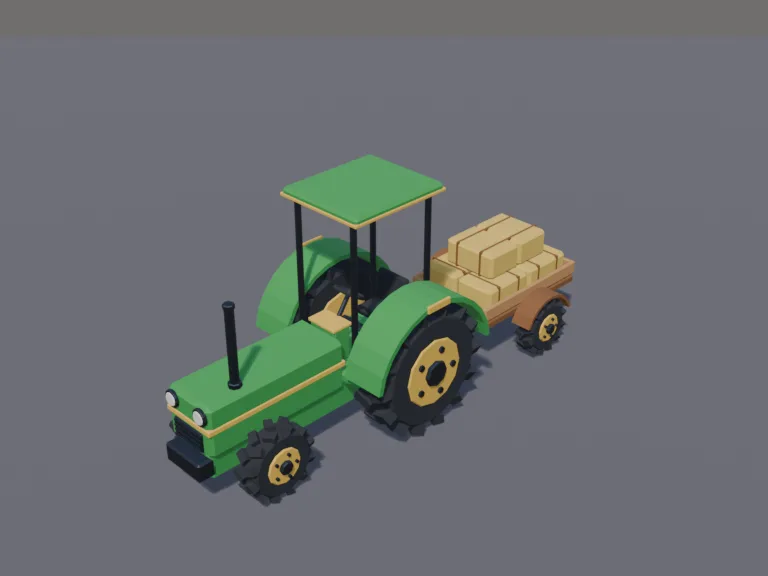 Farm Tractor and Hay Trailer, view 3
