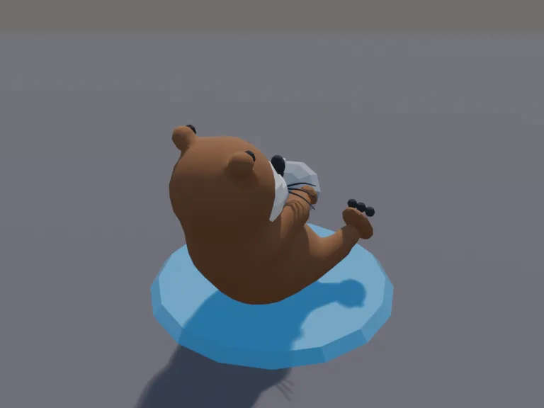 Floating Otter Pet: a cute chunky low-poly otter pet: a sleek body, small round ears, whiskers, webbed paws and a thick tapered tail.