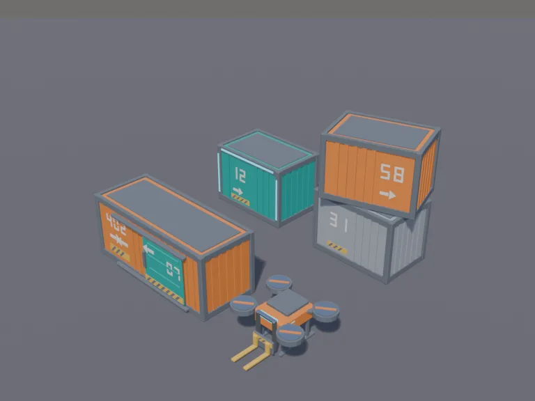 Futuristic Cargo Container Set, view 3