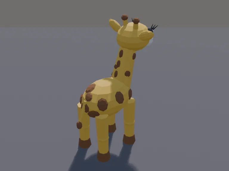 Giraffe Calf Pet: a cute chunky low-poly giraffe calf pet: a long neck, small ossicone horns, big ears and long eyelashes.