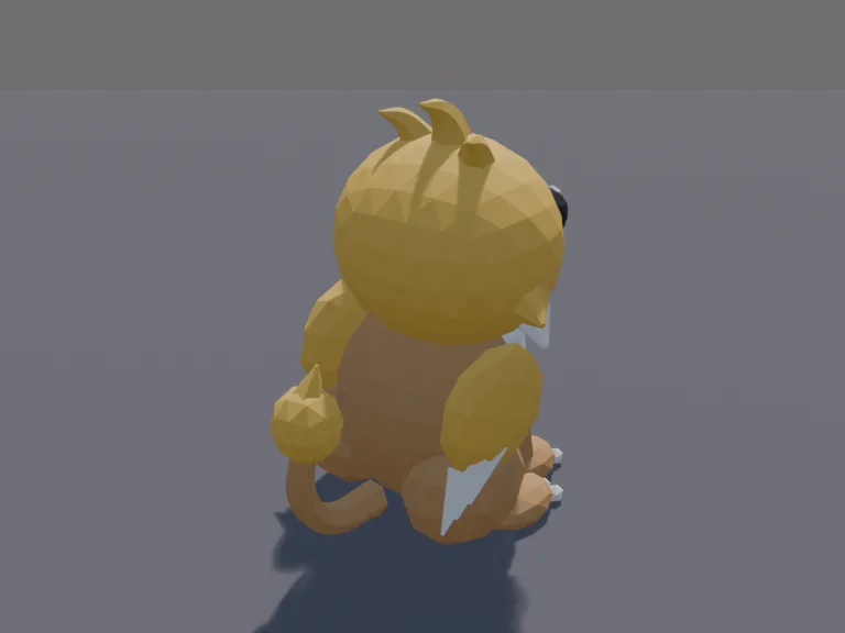 Griffin Chick Pet: a cute chunky low-poly griffin chick pet: an eagle's hooked beak and fluffy feathered head, small feathered wings and a lion's paws and tufted tail.