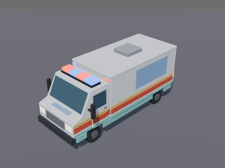 Low-Poly Ambulance, view 3