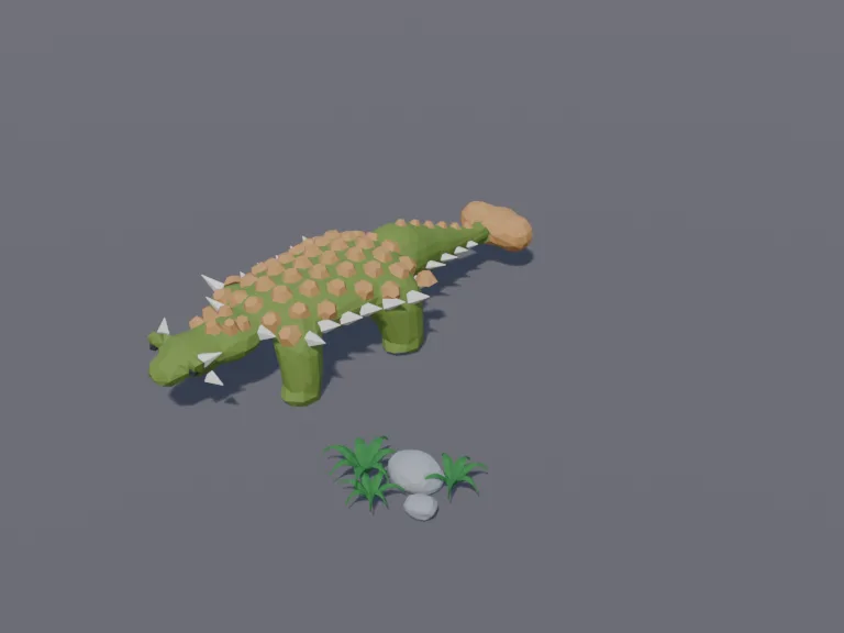 Low-poly Ankylosaurus, view 3