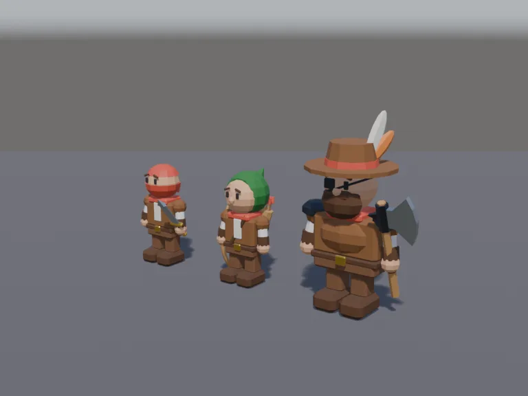Low-Poly Bandit Trio, view 2