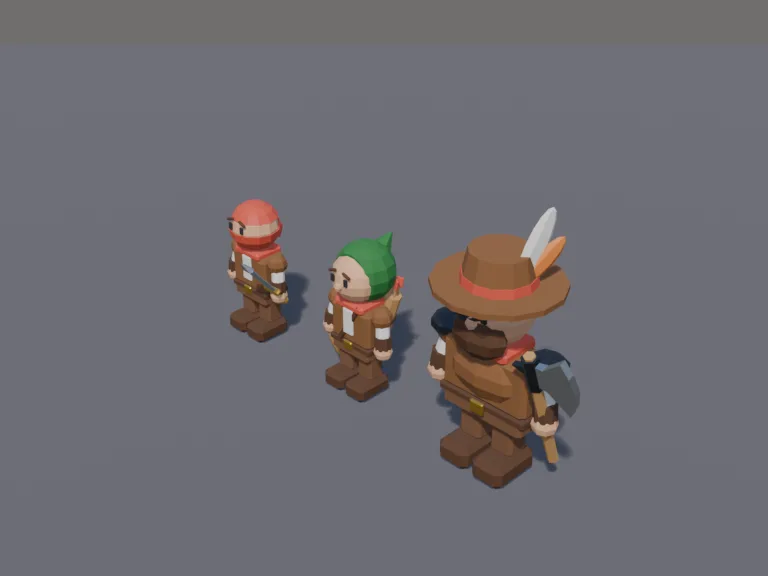 Low-Poly Bandit Trio, view 3