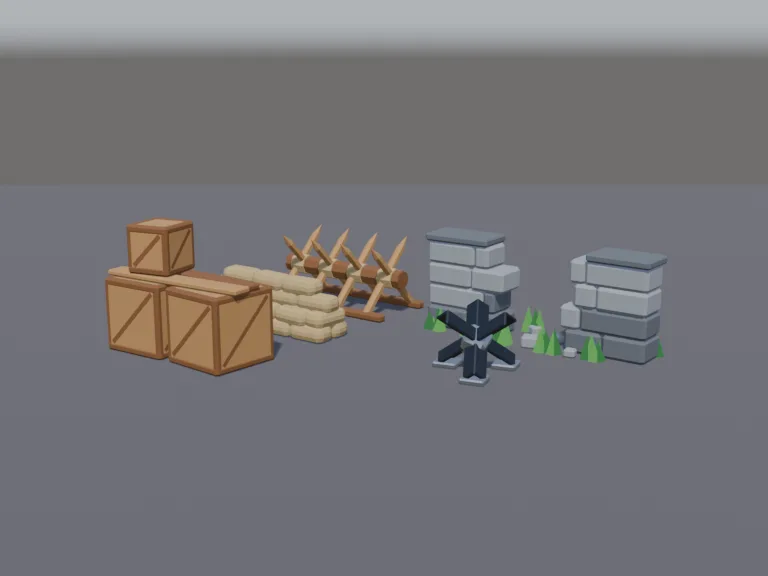 Low-Poly Barricade Set, view 2