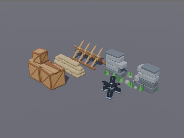 Low-Poly Barricade Set, view 3