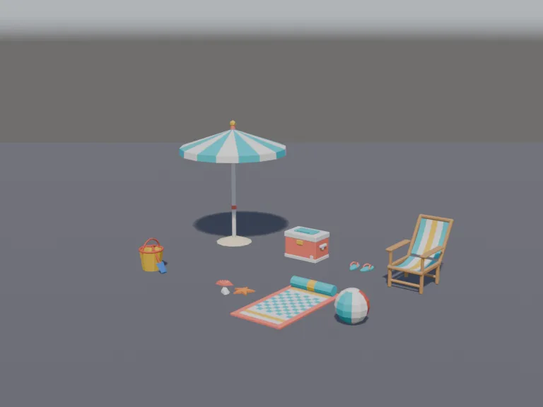 Low-Poly Beach Props, view 2