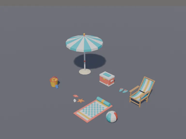 Low-Poly Beach Props, view 3