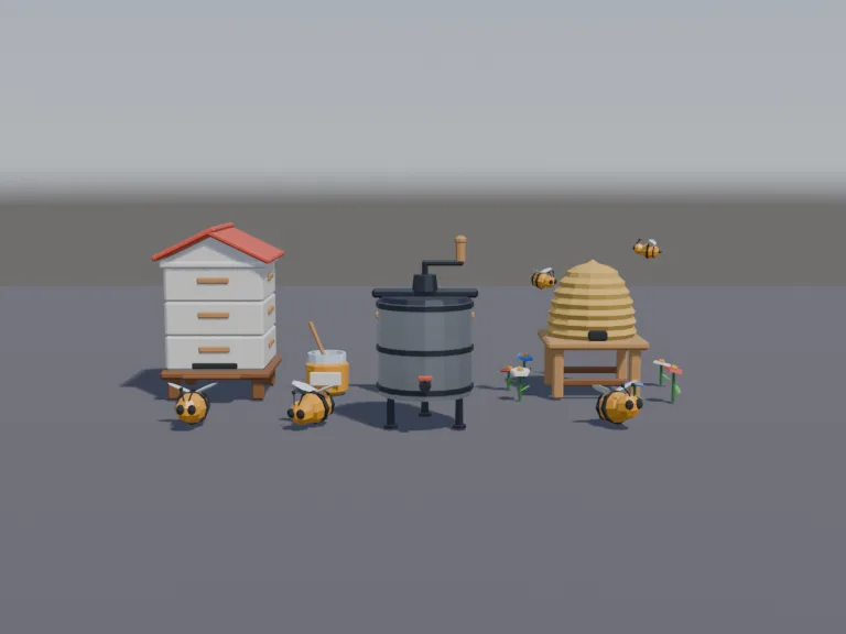 Low-Poly Beehive Set, view 4