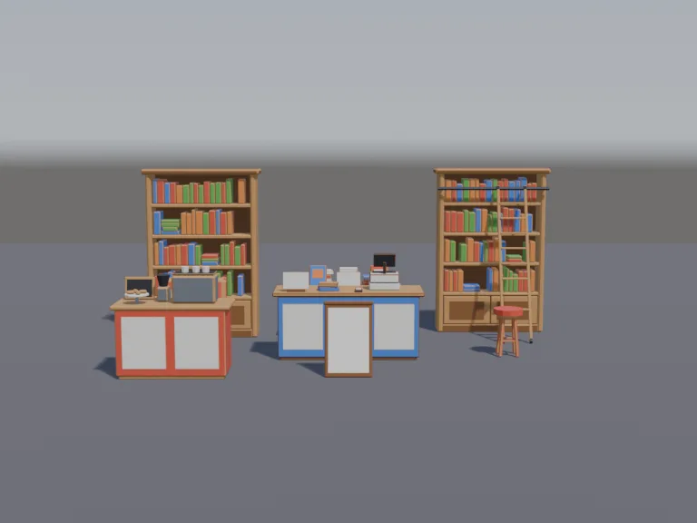Low-Poly Bookstore Set, view 4