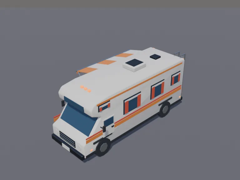 Low-Poly Camper RV, view 3