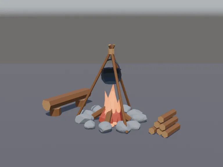 Low-Poly Campfire, view 2