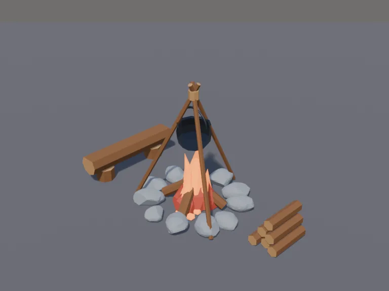 Low-Poly Campfire, view 3