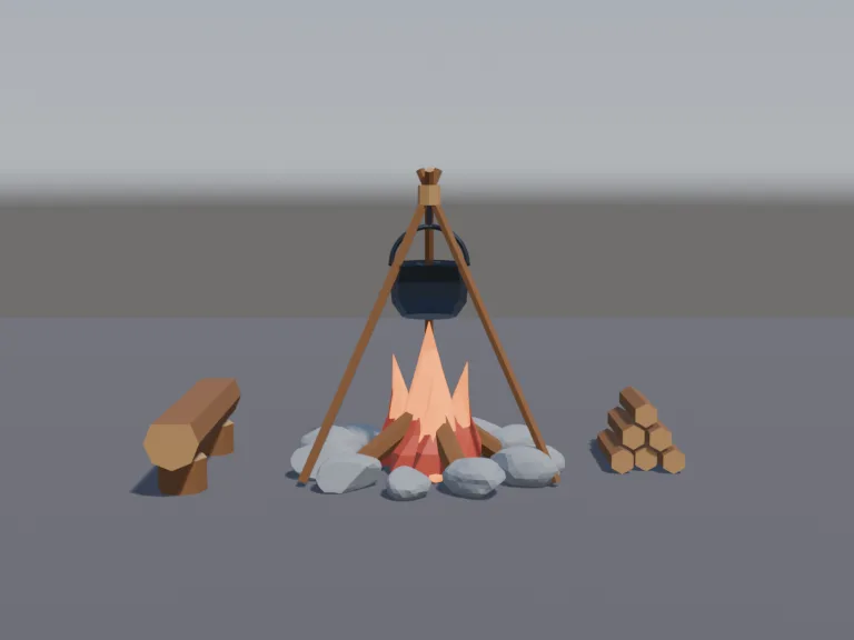 Low-Poly Campfire, view 4