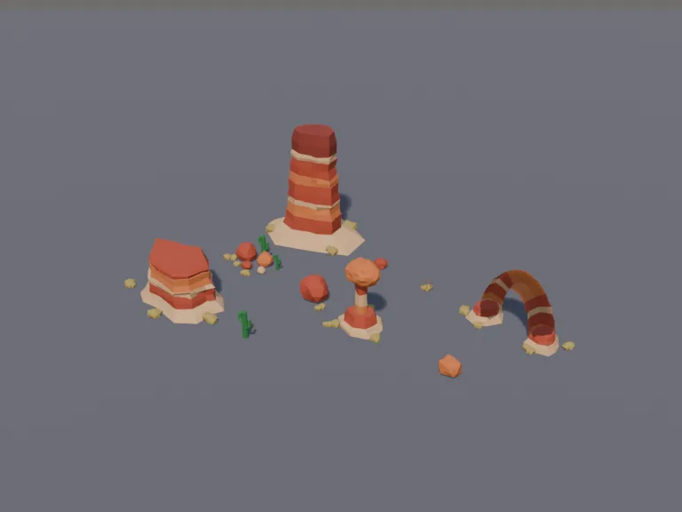 Low-Poly Canyon Rocks, view 3