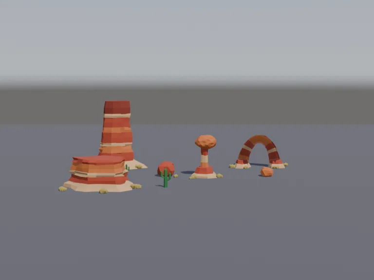 Low-Poly Canyon Rocks, view 4