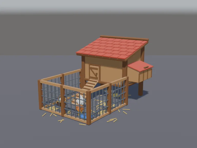 Low-Poly Chicken Coop, view 2