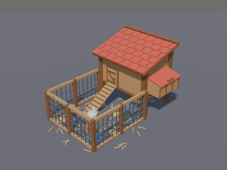 Low-Poly Chicken Coop, view 3