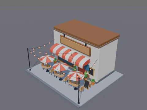 Low-Poly City Cafe