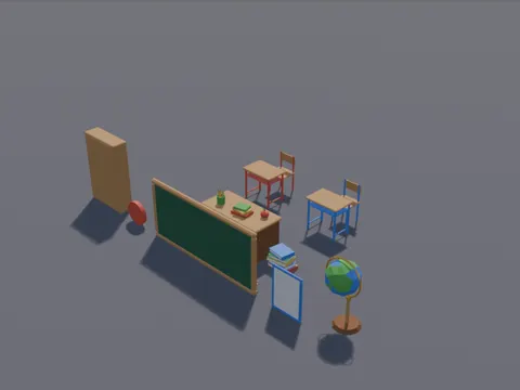 Low-Poly Classroom Set
