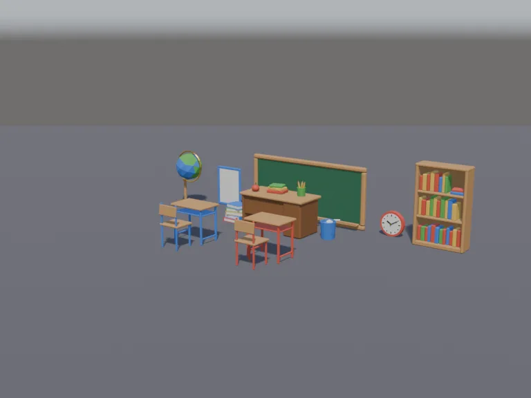 Low-Poly Classroom Set, view 2