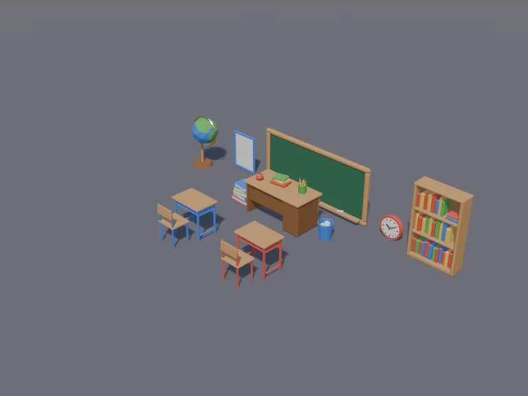 Low-Poly Classroom Set, view 3