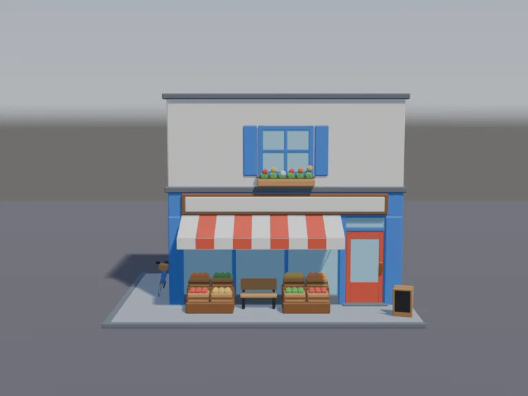 Low-Poly Corner Shop, view 3