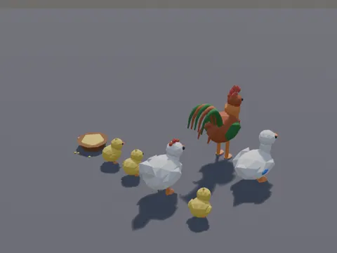 Low-Poly Farm Birds
