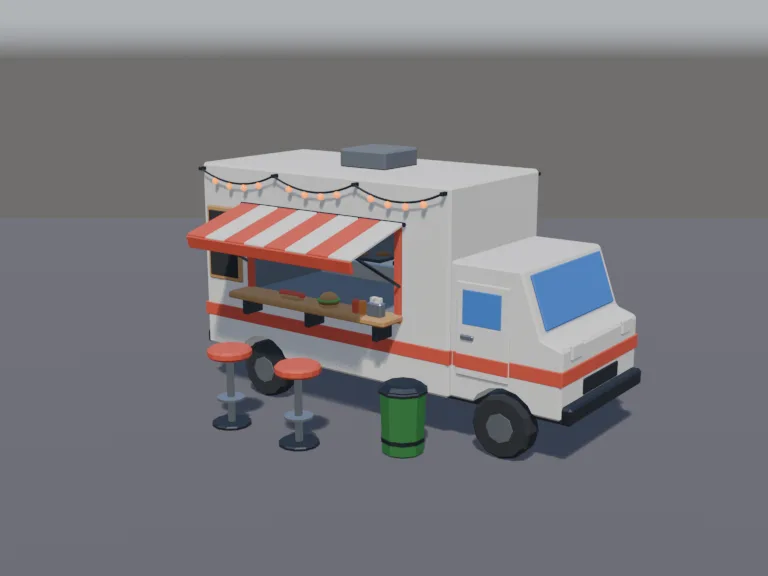 Low-Poly Food Truck, view 2