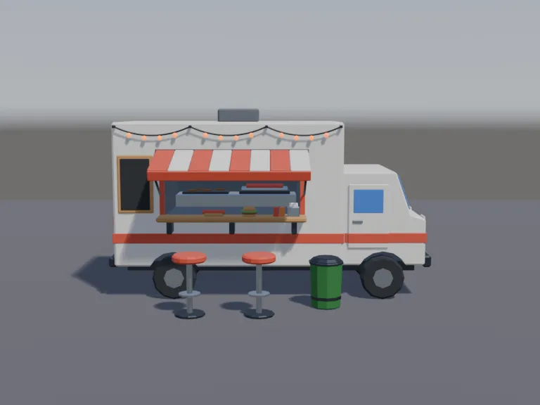 Low-Poly Food Truck, view 3