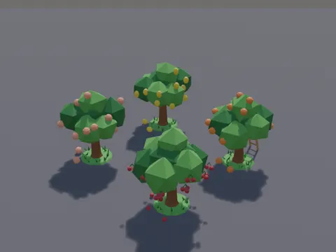 Low-Poly Fruit Trees