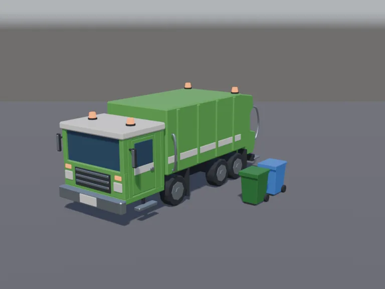 Low-poly Garbage Truck, view 2