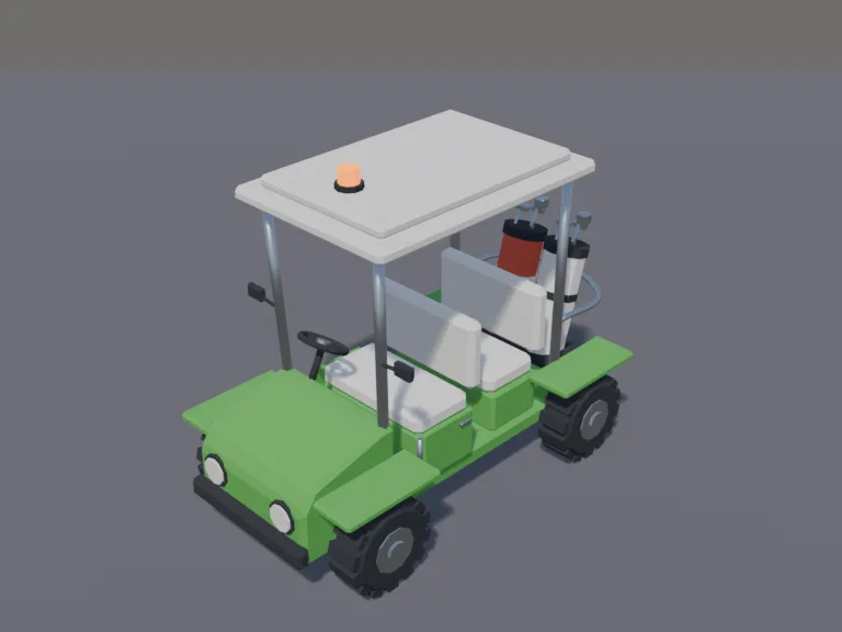 Low-Poly Golf Cart, view 3