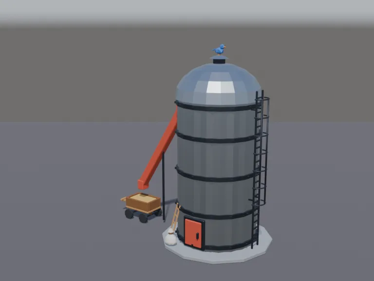 Low-Poly Grain Silo, view 2