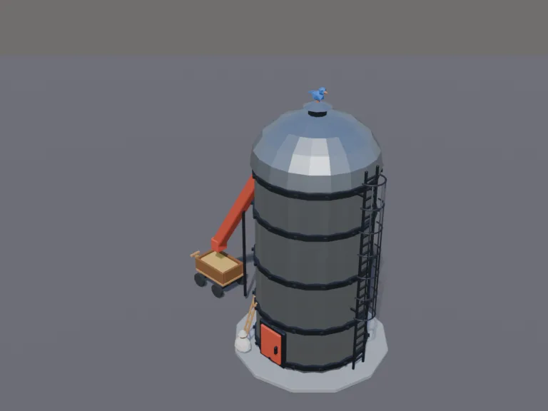 Low-Poly Grain Silo, view 3