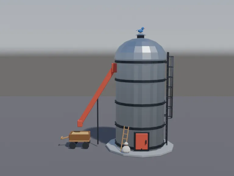Low-Poly Grain Silo, view 4
