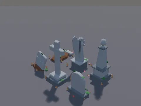 Low-Poly Graveyard Tombstones