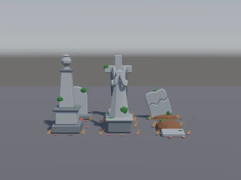 Low-Poly Graveyard Tombstones, view 4