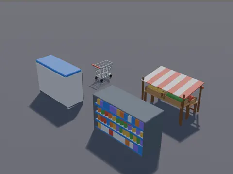 Low-Poly Grocery Props